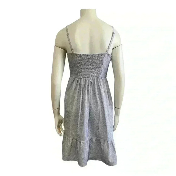 TOMMY HILFIGER sweetheart sun dress chambray blue stripe ruffle women size 4 - Picture 8 of 12
